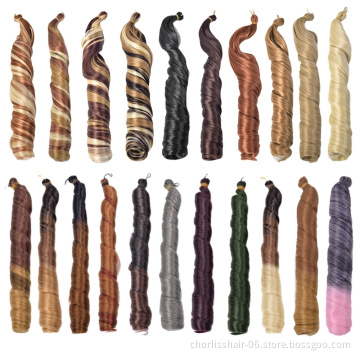 Chorliss Prestreched Shiny French Curl Synthetic Loose Body Wave Spiral Curl 24'' Silky African Crochet Braids Hair Extensions